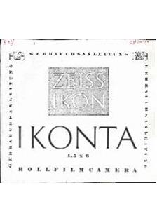 Zeiss Ikon Ikonta - Series manual. Camera Instructions.